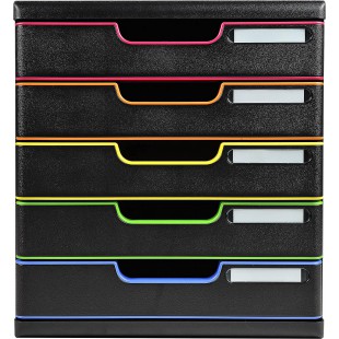 Exacompta - Ref. 301914D - MODULO A4 - Caisson 5 tiroirs fermes pour documents A4+ - Dimensions exterieures : Profondeur 35 x la