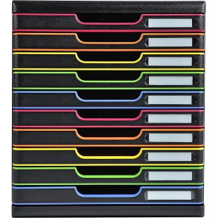 Exacompta - Ref. 302914D - MODULO A4 - Caisson 10 tiroirs fermes pour documents A4+ - Dimensions exterieures : Profondeur 35 x l
