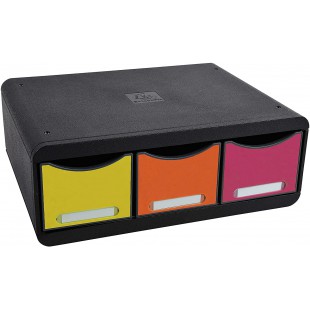 Exacompta 318798D Toolbox Maxi Caisson individuel a  3 Tiroirs Iderama Noir/Arlequin