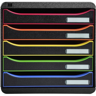 Exacompta - Ref. 309914D - BIG BOX PLUS - Caisson 5 tiroirs pour document A4+ - Dimensions exterieures : Profondeur 34,7 x large