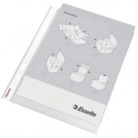 Esselte, Pochettes Plastique Perforee A4, Matiere Lisse Transparente, Ouverture sur le haut, Polypropylene 43 Microns, Lot de 10