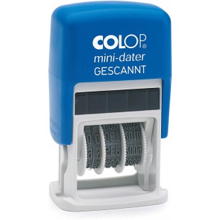 COLOP Mini tampon dateur S160 avec texte scanne Bleu/rouge