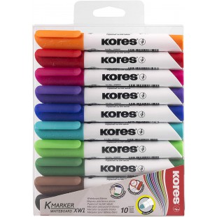 Kores - K-Marker XW1 : Marqueurs de Couleur pour Tableau Blanc avec Pointe Ronde, Effacable a  Sec et Encre a  Faible Odeur, Fou