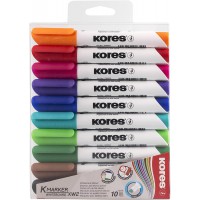 Kores - K-Marker XW2 : Marqueurs de couleur pour tableau blanc avec pointe biseautee, effacable a  sec et encre a  faible odeur,