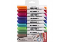 Kores - K-Marker XW2 : Marqueurs de couleur pour tableau blanc avec pointe biseautee, effacable a  sec et encre a  faible odeur,
