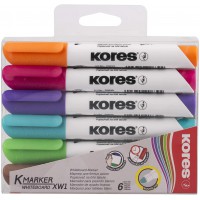 Kores - K-Marker XW1 : Marqueurs de Couleur pour Tableau Blanc avec Pointe Ronde, Effacable a  Sec et Encre a  Faible Odeur, Fou