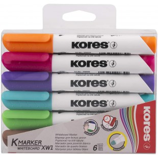 Kores - K-Marker XW1 : Marqueurs de Couleur pour Tableau Blanc avec Pointe Ronde, Effacable a  Sec et Encre a  Faible Odeur, Fou