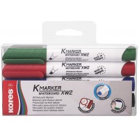 Kores - K-Marker XW2 : Marqueurs de Couleur pour Tableau Blanc avec Pointe Biseautee, Effacable a  Sec et Encre a  Faible Odeur,