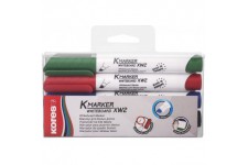 Kores - K-Marker XW2 : Marqueurs de Couleur pour Tableau Blanc avec Pointe Biseautee, Effacable a  Sec et Encre a  Faible Odeur,