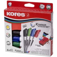 Kores - K-Marker XW1 : Marqueurs de Couleur pour Tableau Blanc a Pointe Ronde, Effacable a Sec et a Encre a Faib