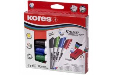 Kores - K-Marker XW1 : Marqueurs de Couleur pour Tableau Blanc a Pointe Ronde, Effacable a Sec et a Encre a Faib