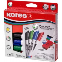 Kores - K-Marker XW2 : Marqueurs de Couleur pour Tableau Blanc avec Pointe Biseautee, Encre a Faible Odeur et Effac
