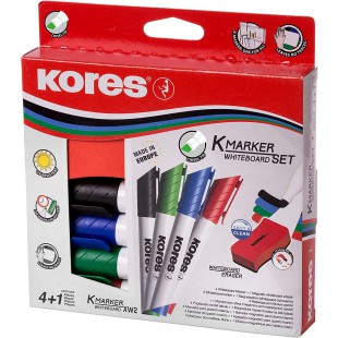 Kores - K-Marker XW2 : Marqueurs de Couleur pour Tableau Blanc avec Pointe Biseautee, Encre a Faible Odeur et Effac