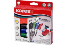 Kores - K-Marker XW2 : Marqueurs de Couleur pour Tableau Blanc avec Pointe Biseautee, Encre a Faible Odeur et Effac