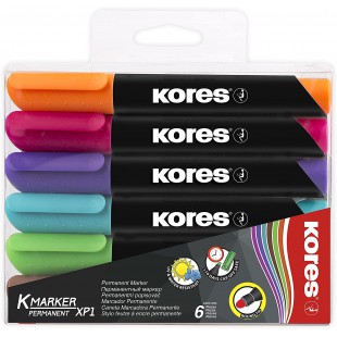 Kores - K-Marker XP1 : Marqueurs Permanents de Couleur, Pointe Ronde, Encre Impermeable a  l'Eau et a  Faible Odeur, pour Toutes