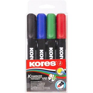 Kores - K-Marker XP2 : Marqueur Permanent de Couleur, Pointe Biseautee, Encre Impermeable et a  Faible Odeur, pour Toutes les Su