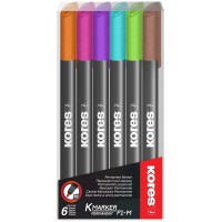 Kores - K-Marker P1 : Marqueurs permanents de couleur, pointe fine en fibre, encre resistante a l'eau et a faible 