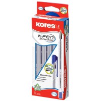 Lot de 12 : Kores KP37911 K-PEN Super Slide K11 Stylo a bille jetable Bleu