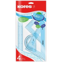 Kores - Geo30 : Coffret de Mathematiques a 4 Pieces pour Enfants et etudiants, Coffret de Geometrie en Plastique av