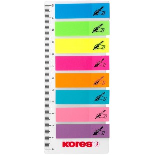 Kores - Bandes d'Indexation Autocollantes sur Regle, Marqueurs de Page Autocollants et Fanions de Documents, 12 x 45