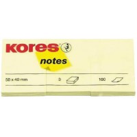 Kores Papier-notes repositionnable 50 x 40mm 3 pieces x 100 feuilles Jaune