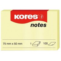 Kores N46057 Papier-notes repositionnable 75 x 50mm 100 feuilles Jaune
