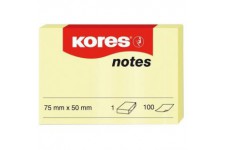 Kores N46057 Papier-notes repositionnable 75 x 50mm 100 feuilles Jaune