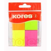 Kores - Blocs-Notes Adhesifs Multicolores, Bloc-Notes Autocollant Fluo, 40 x 50mm, 4 Blocs de 50 Feuilles Chacun