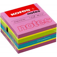 Kores - Notes Autocollantes Cube Spring, Bloc-Notes Autocollant Colore, 75 x 75 mm, 1 Paquet de 450 Feuilles en 4 Couleurs Assor