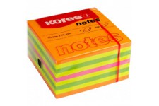 Kores - Notes Autocollantes Cube Summer, Bloc-Notes Autocollant Colore, 75 x 75mm, Paquet de 1 Cube de 450 Feuilles en 4 Couleur