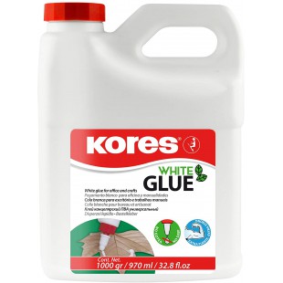 Kores - Colle Liquide de Bricolage Fixation Forte Blanche pour Enfants et Adultes, Sure et Non Toxique, pour l'Artis