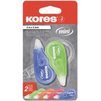 Kores - Mini Rouleau de Ruban Correcteur pour etudiants et Adultes, Ruban Correcteur Sec sans Pelage avec Forme Ergo