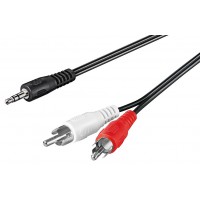 Cable avec fiche Jack 3,5mm stéréo mâle ET fiche RCA x2 mâles- 1m20