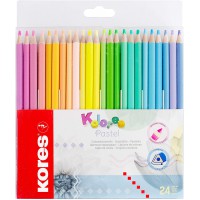 Kores - Kolores Pastel : 24 Crayons de Couleur pour Enfants, Debutants et Adultes, Nuances Pastel pour Papier Blanc, 