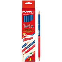 KORES Etuis 12 Crayons de couleur TWIN, bleu / rouge, triangulaire