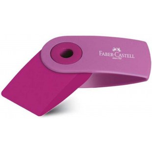 Lot de 24 : FABER-CASTELL Gommes en plastique"Sleeve mini" pivotante rouge ou bleu