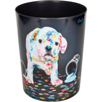 Laufer 26663 corbeille a papier avec motif chien multicolore, poubelle de 13 litres, parfait pour la chambre d'enfa