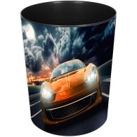 Laufer 26668 corbeille a papier avec motif voiture de course, poubelle de 13 litres, parfait pour la chambre d'enfa