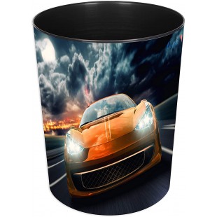 Laufer 26668 corbeille a papier avec motif voiture de course, poubelle de 13 litres, parfait pour la chambre d'enfa