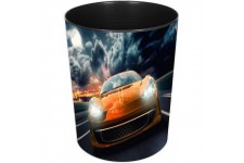 Laufer 26668 corbeille a papier avec motif voiture de course, poubelle de 13 litres, parfait pour la chambre d'enfa