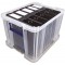 Bankers Box Boite de rangement ProStore 36 L, 30 x 37 x 31 cm, avec couvercle et poignees, empilable, plastique transparent sans