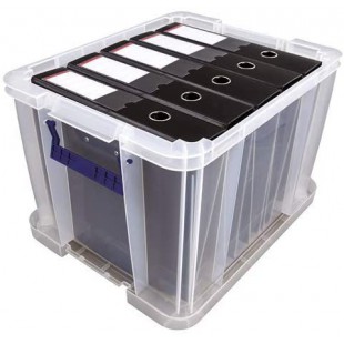 Bankers Box Boite de rangement ProStore 36 L, 30 x 37 x 31 cm, avec couvercle et poignees, empilable, plastique transparent sans