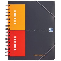 OXFORD Cahier International Meetingbook A5+ Petits Carreaux 5mm 160 Pages Reliure Integrale Couverture Polypro Gris