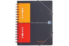 OXFORD Cahier International Meetingbook A5+ Petits Carreaux 5mm 160 Pages Reliure Integrale Couverture Polypro Gris