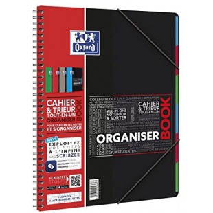 OXFORD Lot de 5 Cahiers Trieur OrganiserBook connecte Scribzee 160p Seyes A4+ Coloris Aleatoire