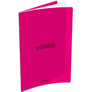 CONQUeRANT SEPT Cahiers 24 x 32 96 pages grands carreaux couverture polypro rose