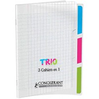 CONQUERANT CLASSIQUE Cahiers polypro Trio"3 en 1" 170 x 220 mm 96 pages seyes 90g
