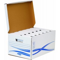 Fellowes Basic Bankers Box Pack de Conteneur + 6 Boites archives 8 cm Blanc/Bleu