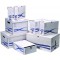 Fellowes Basic Bankers Box Pack de Conteneur + 6 Boites archives 8 cm Blanc/Bleu