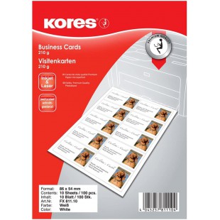 Kores Cartes de visite 86x54mm Blanc